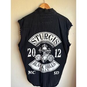 Biker's Club Mens Sturgis 2012 Black Hills Rally Denim Vest Black Large